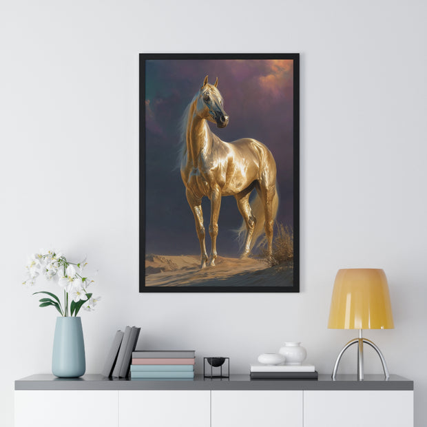 Elegant Horse Vertical Framed Poster, Equine Art, Horse Lover Gift, Home Decor, Equestrian Wall Art, Nature Inspired Décor