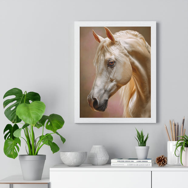 Elegant Horse Portrait Framed Poster, Equine Art Print, Horse Lover Decor, Animal Wall Art, Gift for Equestrian Enthusiasts
