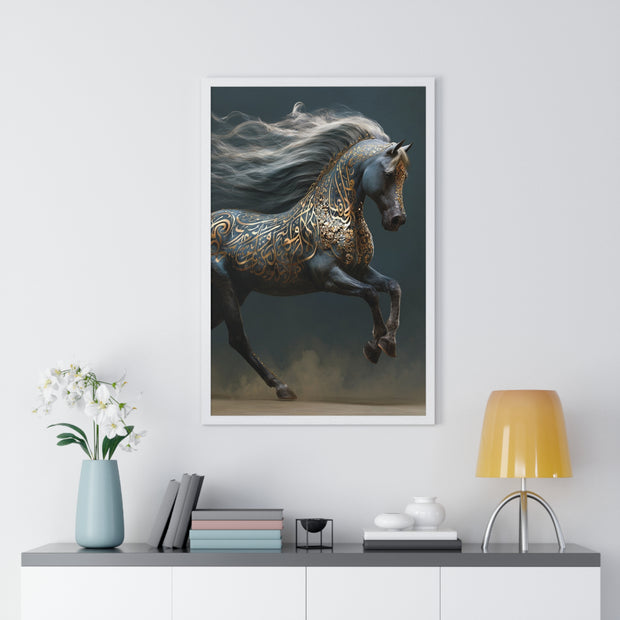Elegant Horse Art Print, Vertical Framed Poster, Equine Decor, Home Wall Art, Gift for Horse Lovers, Contemporary Art