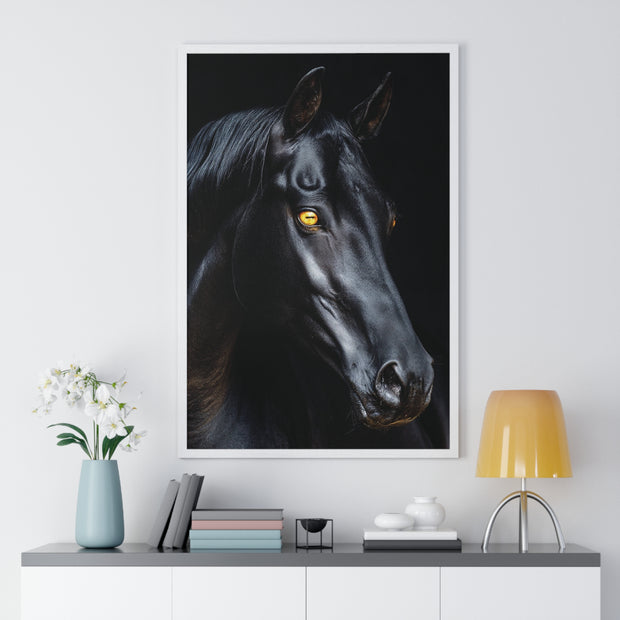 Elegant Horse Portrait Wall Art, Framed Horse Print, Home Decor, Animal Lover Gift, Equine Artwork, Living Room Decoration