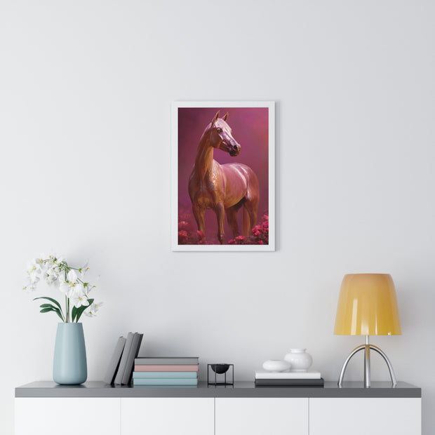 Elegant Horse Art Framed Poster, Equine Decor, Horse Lover Gift, Wall Art for Home, Unique Gift for Her, Animal Artwork