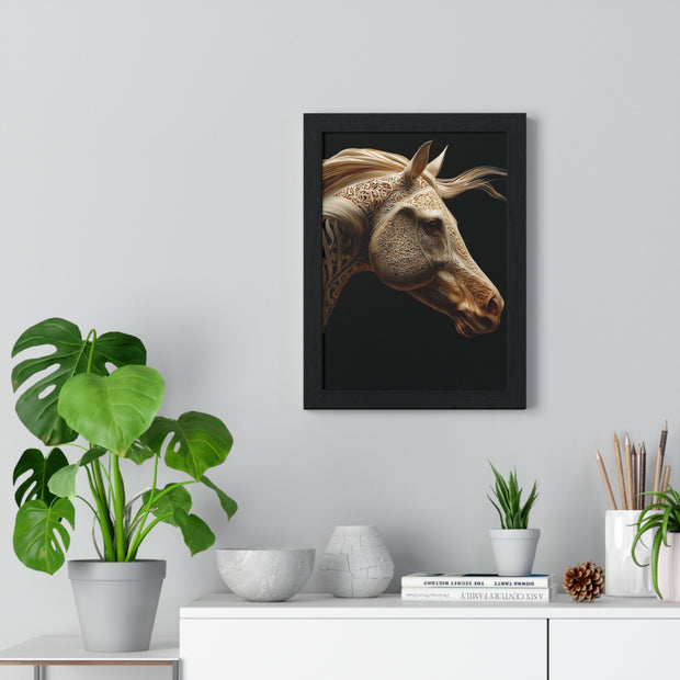 Elegant Horse Framed Art Print, Equine Wall Decor, Horse Lover Gift, Home Decor, Animal Artwork, Equestrian Style
