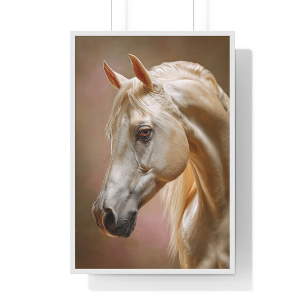 Elegant Horse Portrait Framed Poster, Equine Art Print, Horse Lover Decor, Animal Wall Art, Gift for Equestrian Enthusiasts