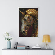 Elegant Horse Framed Art Print | Gold Abstract Horse Wall Decor, Horse Lover Gift, Rustic Home Decor, Equine Print