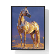 Golden Horse Framed Art Print, Equine Wall Decor, Animal Lover Gift, Nature Artwork, Equestrian Home Decor