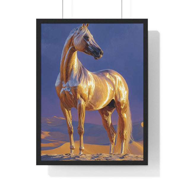 Golden Horse Framed Art Print, Equine Wall Decor, Animal Lover Gift, Nature Artwork, Equestrian Home Decor