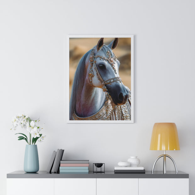 Elegant Horse Framed Art Print, Equine Wall Decor, Horse Lover Gift, Bohemian Home Decor, Nature-Inspired Wall Art