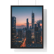 Urban Skyline Framed Poster, Wall Art, City Decor, Home Aesthetic, Modern Living, Gift for Housewarming, Minimalist Design