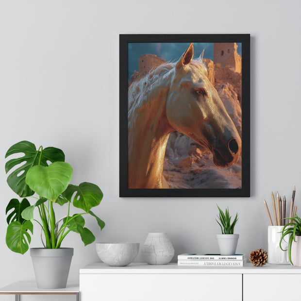 Majestic Horse Vertical Framed Poster | Elegant Horse Wall Art, Home Decor, Equine Lover Gift, Nature-Inspired Decoration, Animal Art Print