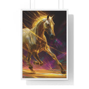 Majestic Golden Horse Framed Poster, Horse Art, Equine Decor, Animal Lover Gift, Wall Art for Home, Motivational Wall Decor
