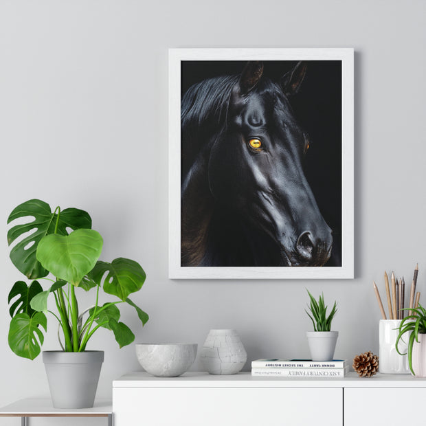 Elegant Horse Portrait Wall Art, Framed Horse Print, Home Decor, Animal Lover Gift, Equine Artwork, Living Room Decoration