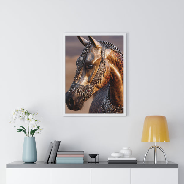 Horse Portrait Wall Art, Elegant Horse Framed Print, Equestrian Home Decor, Animal Lover Gift, Rustic Farmhouse Decor