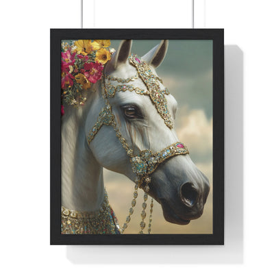 Elegant Horse Decor, Vertical Framed Poster, Horse Portrait Art, Equine Wall Art, Bohemian Home Decor, Gift for Animal Lovers
