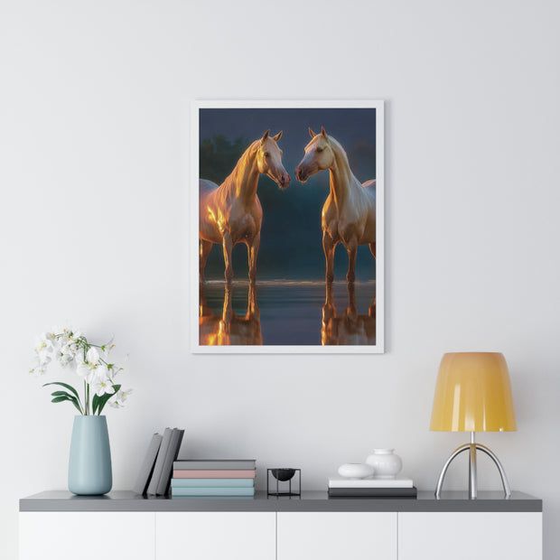 Elegant Horse Framed Poster, Horse Lover Art, Nature Wall Decor, Equine Photography, Gift for Home, Equestrian Decor