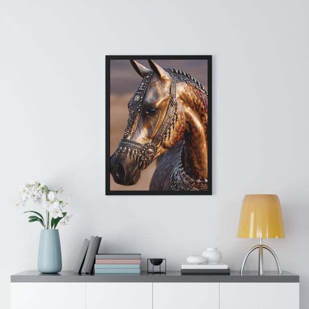 Horse Portrait Wall Art, Elegant Horse Framed Print, Equestrian Home Decor, Animal Lover Gift, Rustic Farmhouse Decor
