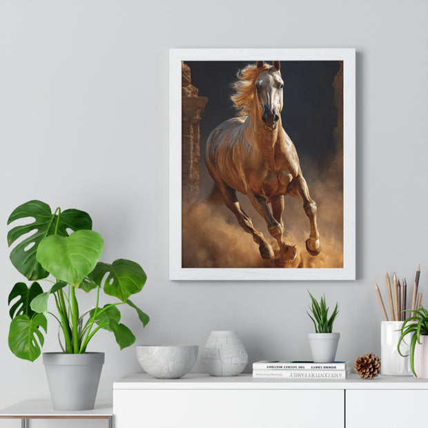 Stunning Horse Vertical Framed Poster, Home Décor, Equestrian Art, Gift for Horse Lovers, Inspirational Wall Art, Rustic Interior