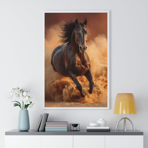 Galloping Wild Horse Framed Poster, Equine Wall Art, Nature Decor, Horse Lover Gift, Rustic Home Decor, Farmhouse Artwork