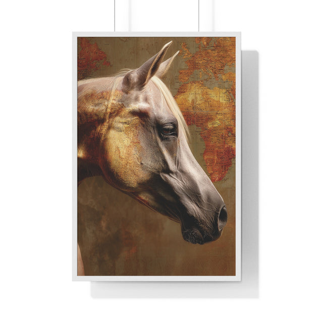 Elegant Horse Framed Poster, Horse Lover Art, Home Decor, Gift for Equestrians, Inspirational Wall Art, Rustic Farmhouse Style