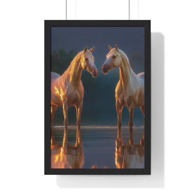 Elegant Horse Framed Poster, Horse Lover Art, Nature Wall Decor, Equine Photography, Gift for Home, Equestrian Decor