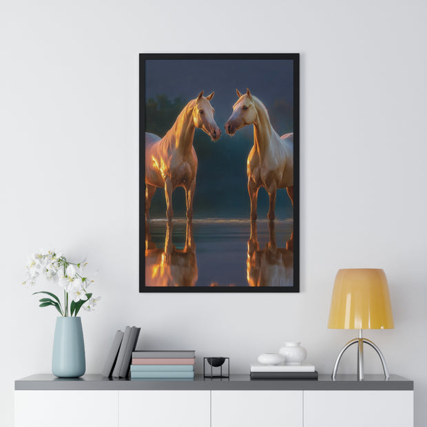 Elegant Horse Framed Poster, Horse Lover Art, Nature Wall Decor, Equine Photography, Gift for Home, Equestrian Decor
