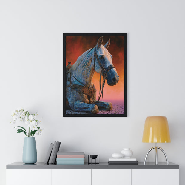Elegant Horse Vertical Framed Poster - Art Print for Horse Lovers, Home Decor, Gift, Animal Wall Art, Nature Enthusiasts