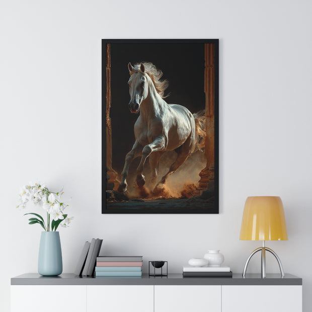 Majestic Horse Framed Poster Art, Equestrian Wall Decor, Farmhouse Style Home Decor, Gift for Horse Lovers, Equine Themed Artwork