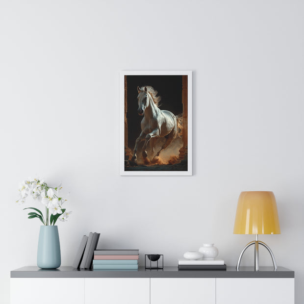 Majestic Horse Framed Poster Art, Equestrian Wall Decor, Farmhouse Style Home Decor, Gift for Horse Lovers, Equine Themed Artwork