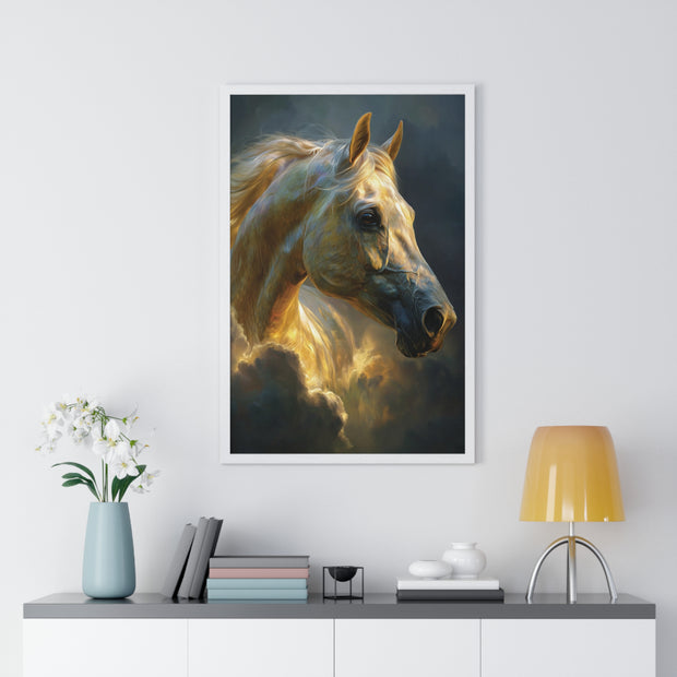 Majestic Horse Vertical Framed Poster, Equine Art, Home Decor, Gift for Horse Lovers, Animal Lovers Wall Art