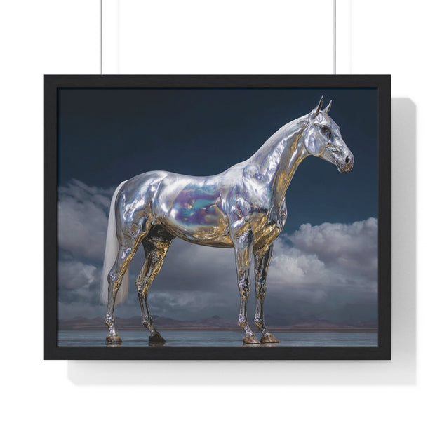 Sleek Metallic Horse Poster, Wall Art, Equine Decor, Animal Lover Gift, Modern Home Decoration, Unique Framed Art