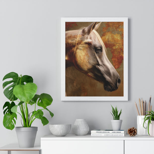 Elegant Horse Framed Poster, Horse Lover Art, Home Decor, Gift for Equestrians, Inspirational Wall Art, Rustic Farmhouse Style