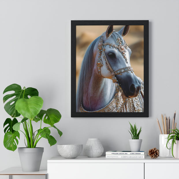 Elegant Horse Framed Art Print, Equine Wall Decor, Horse Lover Gift, Bohemian Home Decor, Nature-Inspired Wall Art