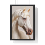 Elegant White Horse Art, Vertical Framed Poster, Horse Decor, Animal Lover Gift, Wall Art, Home Gallery Display
