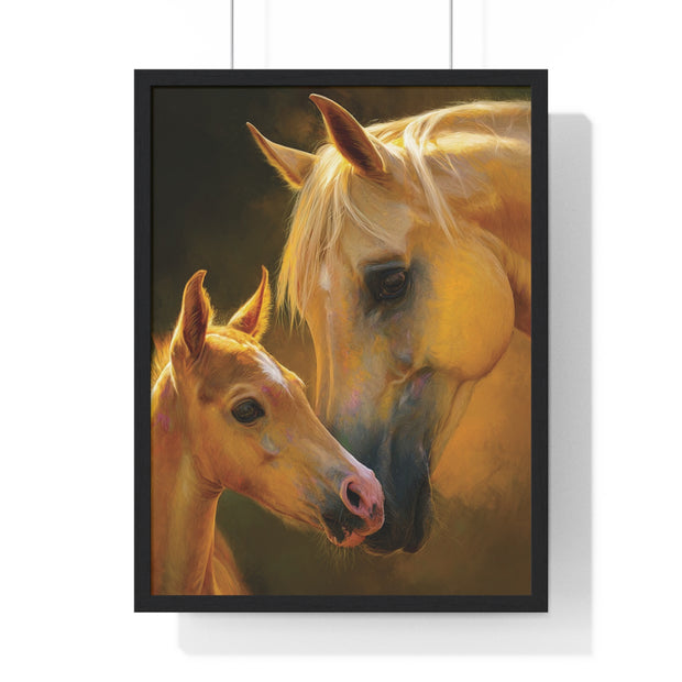 Heartfelt Horse Family Art, Vertical Framed Poster, Equine Decor, Horse Lover Gift, Animal Wall Art, Nursery Art, Equestrian Home