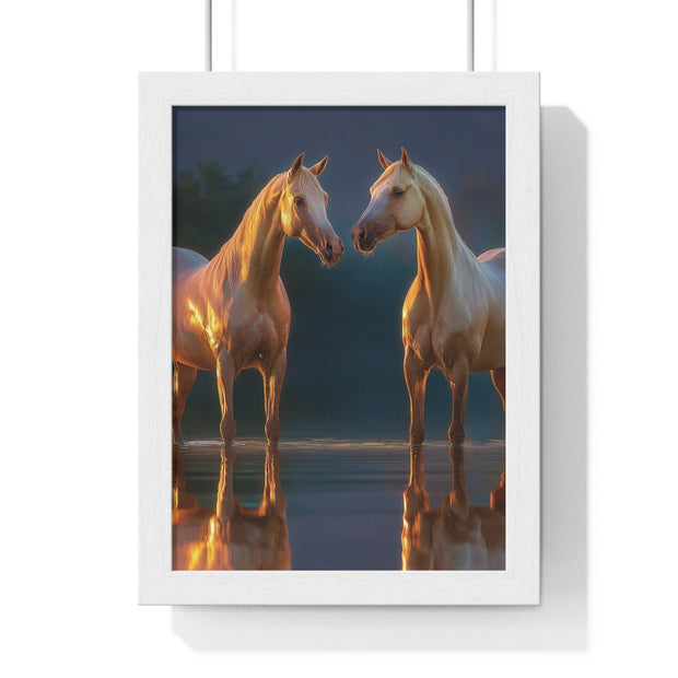 Elegant Horse Framed Poster, Horse Lover Art, Nature Wall Decor, Equine Photography, Gift for Home, Equestrian Decor