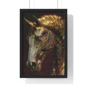 Elegant Horse Framed Art Print | Gold Abstract Horse Wall Decor, Horse Lover Gift, Rustic Home Decor, Equine Print