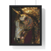 Elegant Horse Framed Art Print | Gold Abstract Horse Wall Decor, Horse Lover Gift, Rustic Home Decor, Equine Print