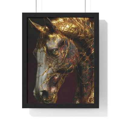 Elegant Horse Framed Art Print | Gold Abstract Horse Wall Decor, Horse Lover Gift, Rustic Home Decor, Equine Print