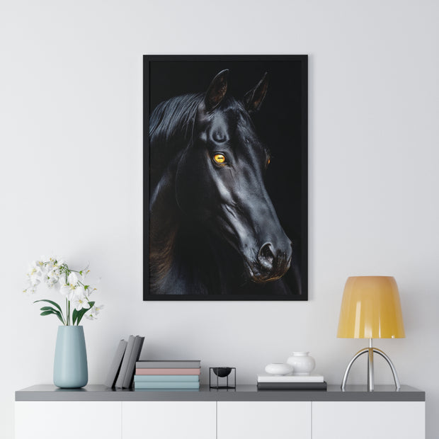 Elegant Horse Portrait Wall Art, Framed Horse Print, Home Decor, Animal Lover Gift, Equine Artwork, Living Room Decoration