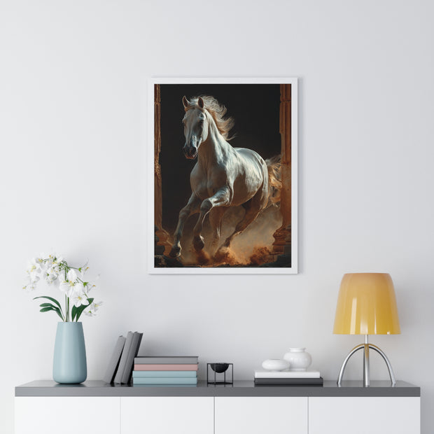 Majestic Horse Framed Poster Art, Equestrian Wall Decor, Farmhouse Style Home Decor, Gift for Horse Lovers, Equine Themed Artwork