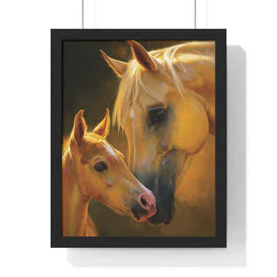Heartfelt Horse Family Art, Vertical Framed Poster, Equine Decor, Horse Lover Gift, Animal Wall Art, Nursery Art, Equestrian Home