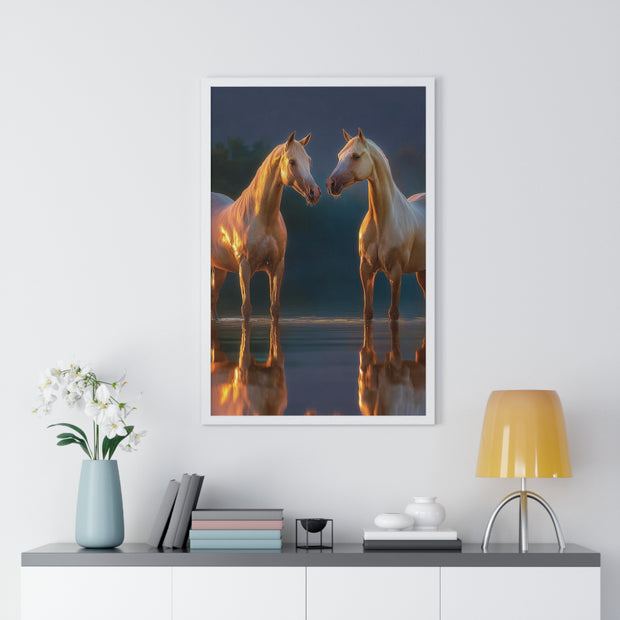Elegant Horse Framed Poster, Horse Lover Art, Nature Wall Decor, Equine Photography, Gift for Home, Equestrian Decor