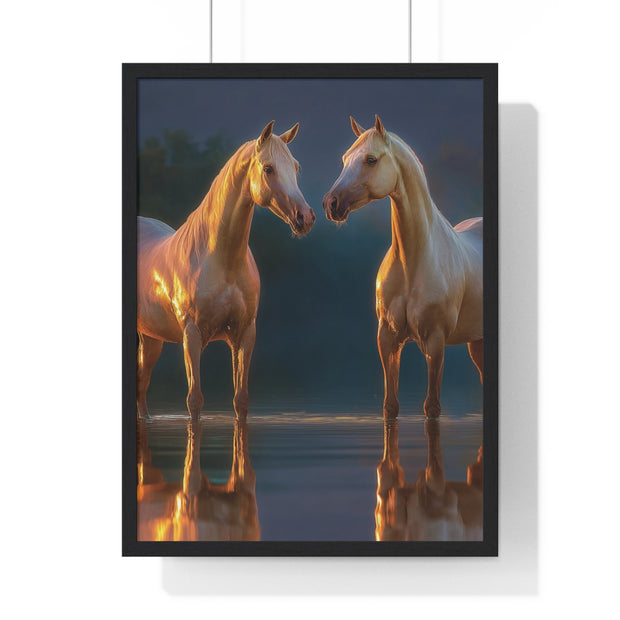 Elegant Horse Framed Poster, Horse Lover Art, Nature Wall Decor, Equine Photography, Gift for Home, Equestrian Decor