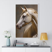 Elegant Horse Framed Art Print, White Horse Wall Decor, Equine Decor, Animal Lover Gift, Rustic Home Wall Art