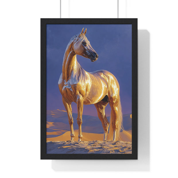 Golden Horse Framed Art Print, Equine Wall Decor, Animal Lover Gift, Nature Artwork, Equestrian Home Decor