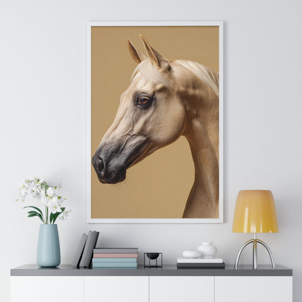 Elegant Horse Portrait Framed Poster, Wall Art for Horse Lovers, Home Decor, Equestrian Gift, Animal Themed Decor