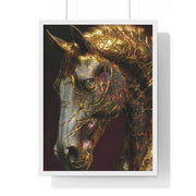 Elegant Horse Framed Art Print | Gold Abstract Horse Wall Decor, Horse Lover Gift, Rustic Home Decor, Equine Print