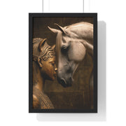 Horse and Statue Framed Art Print, Nostalgic Wall Decor for Horse Lovers, Unique Gift for Home, Equestrian Art, Equine Themed Wall Art