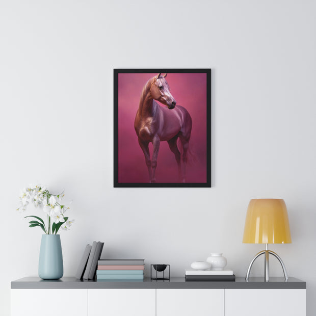 Elegant Horse Vertical Framed Poster, Farmhouse Decor, Animal Art Print, Gift for Horse Lovers, Equine Wall Art