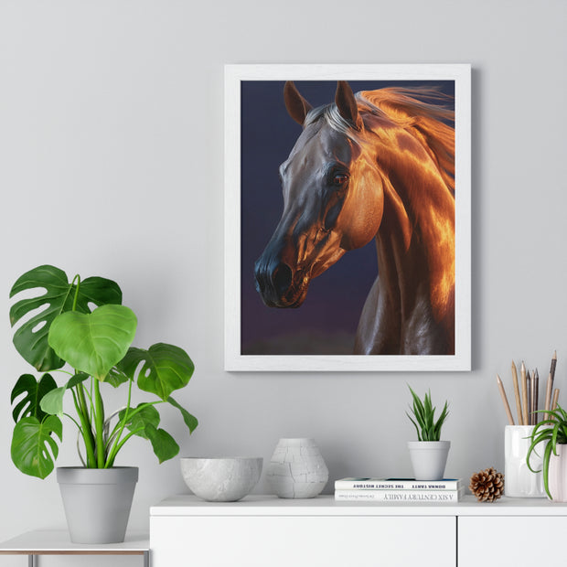 Elegant Horse Art Print, Vertical Framed Poster, Equestrian Decor, Horse Lover Gift, Home Wall Art, Animal Themed Decoration