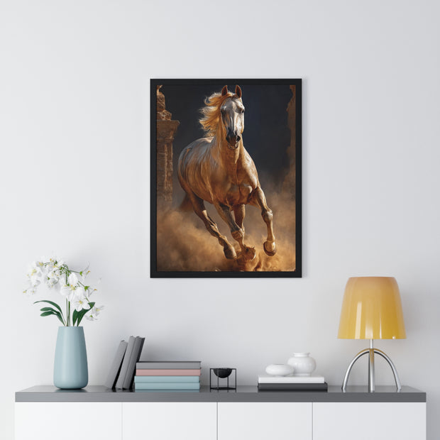 Stunning Horse Vertical Framed Poster, Home Décor, Equestrian Art, Gift for Horse Lovers, Inspirational Wall Art, Rustic Interior